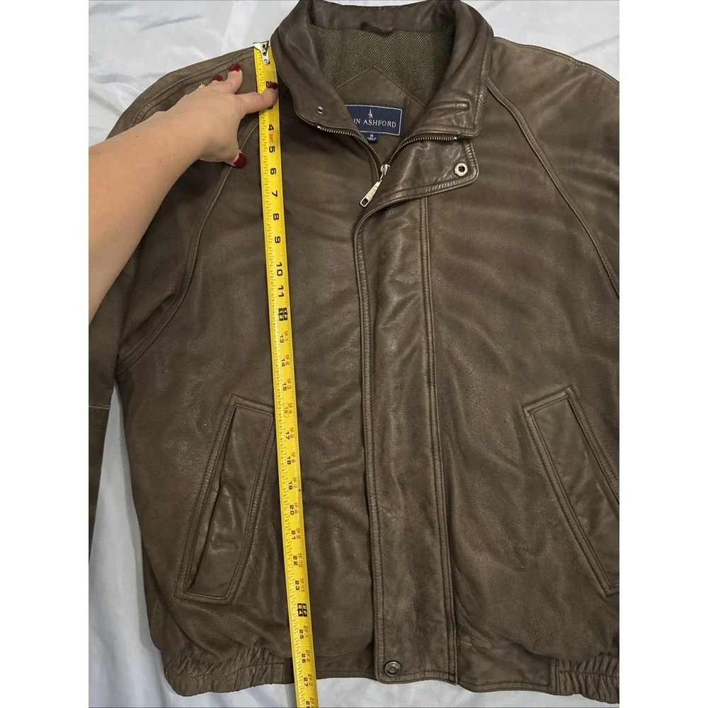 Vintage John Ashford Leather Brown Bomber Jacket Men's Medium